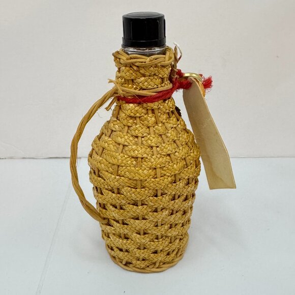 Vintage Small Empty Glass Liquor Bottle Cherry Brandy GERMANY Collectible Wicker - Picture 3 of 5